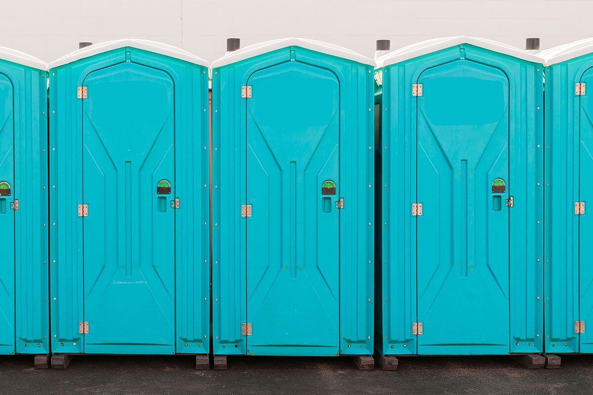Industrial portable restroom units at a plant in Mount Vernon, Washington
