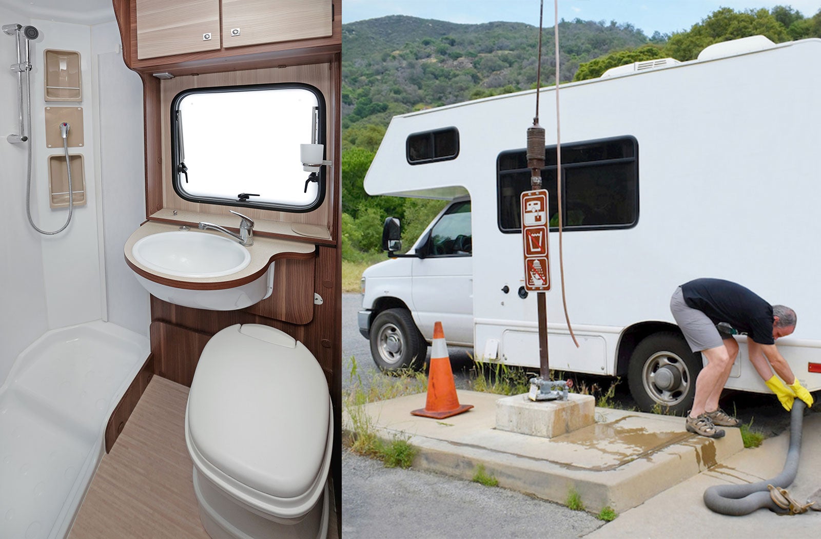 Portable RV/camper toilet and holding tank setup in Mount Vernon, Washington