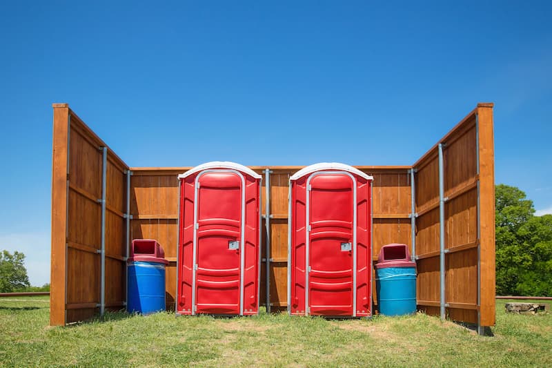 Short-term porta potty units staged for delivery in Mount Vernon, Washington